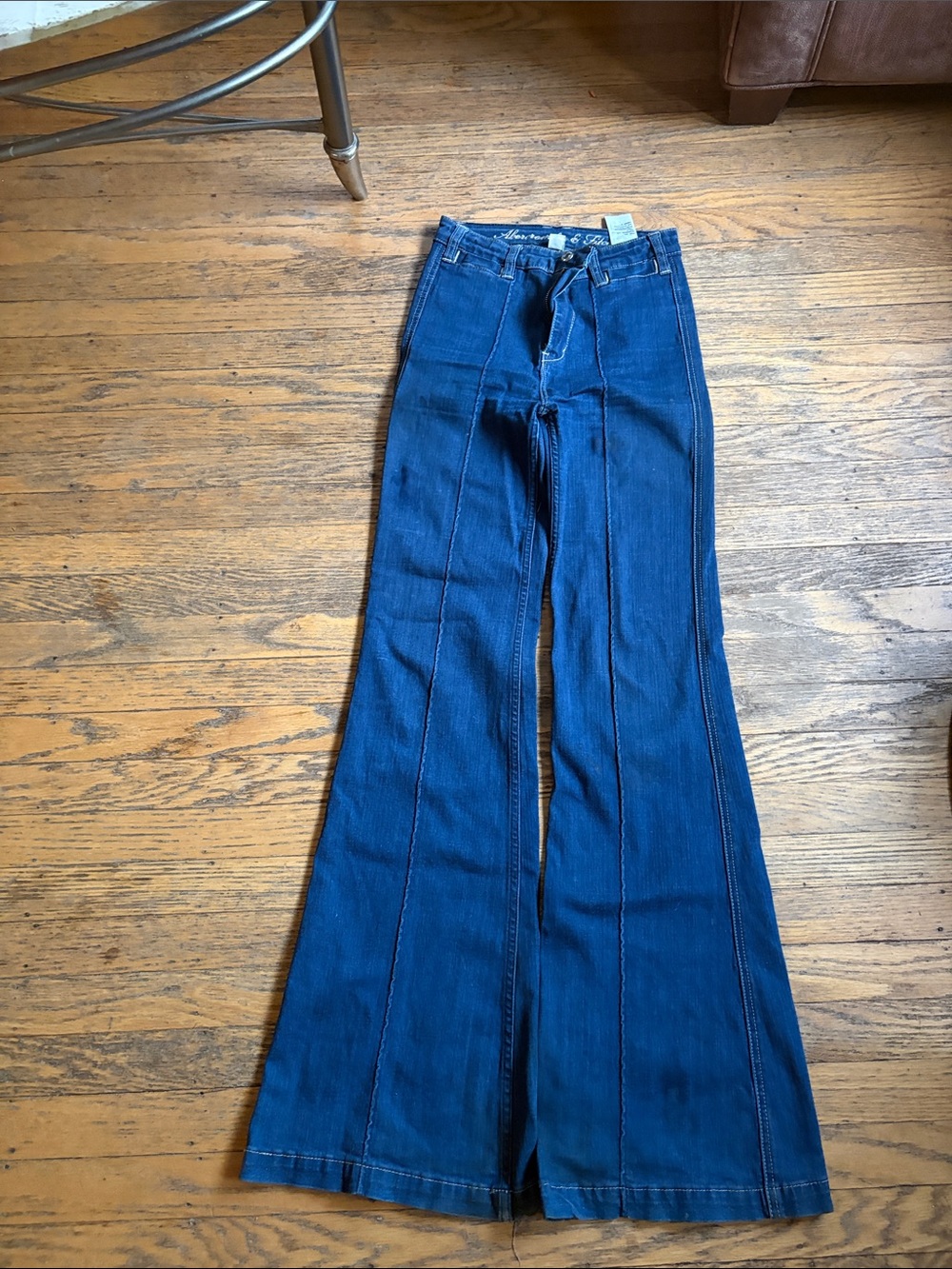 Abercrombie & Fitch Dark Indigo Wide-Leg Flare Jeans